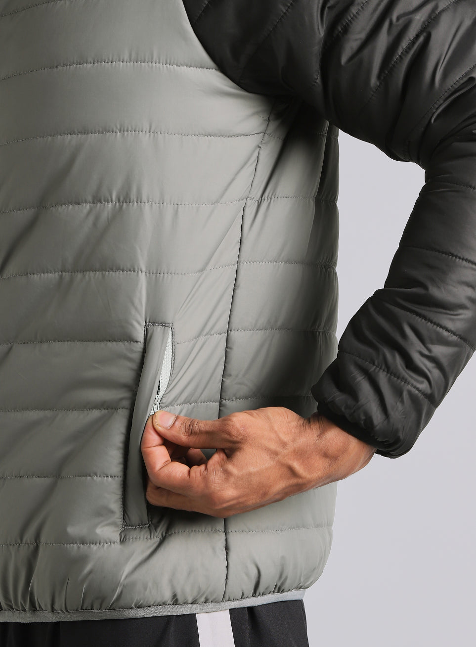 Men's Grey Multicolor Puffer Jacket