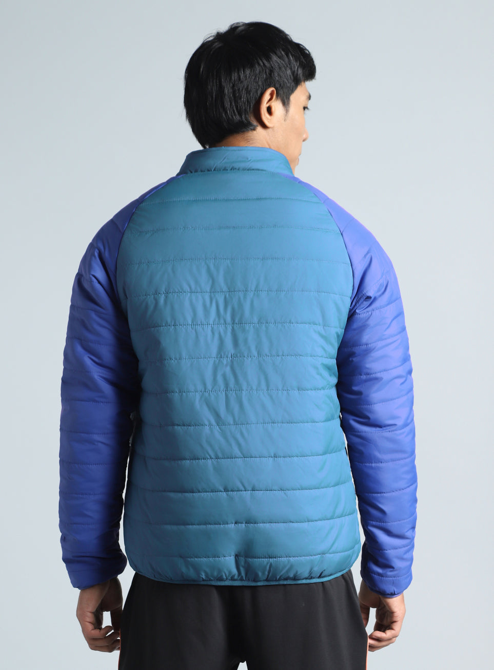 Men's Blue Colorblock Puffer Jacket