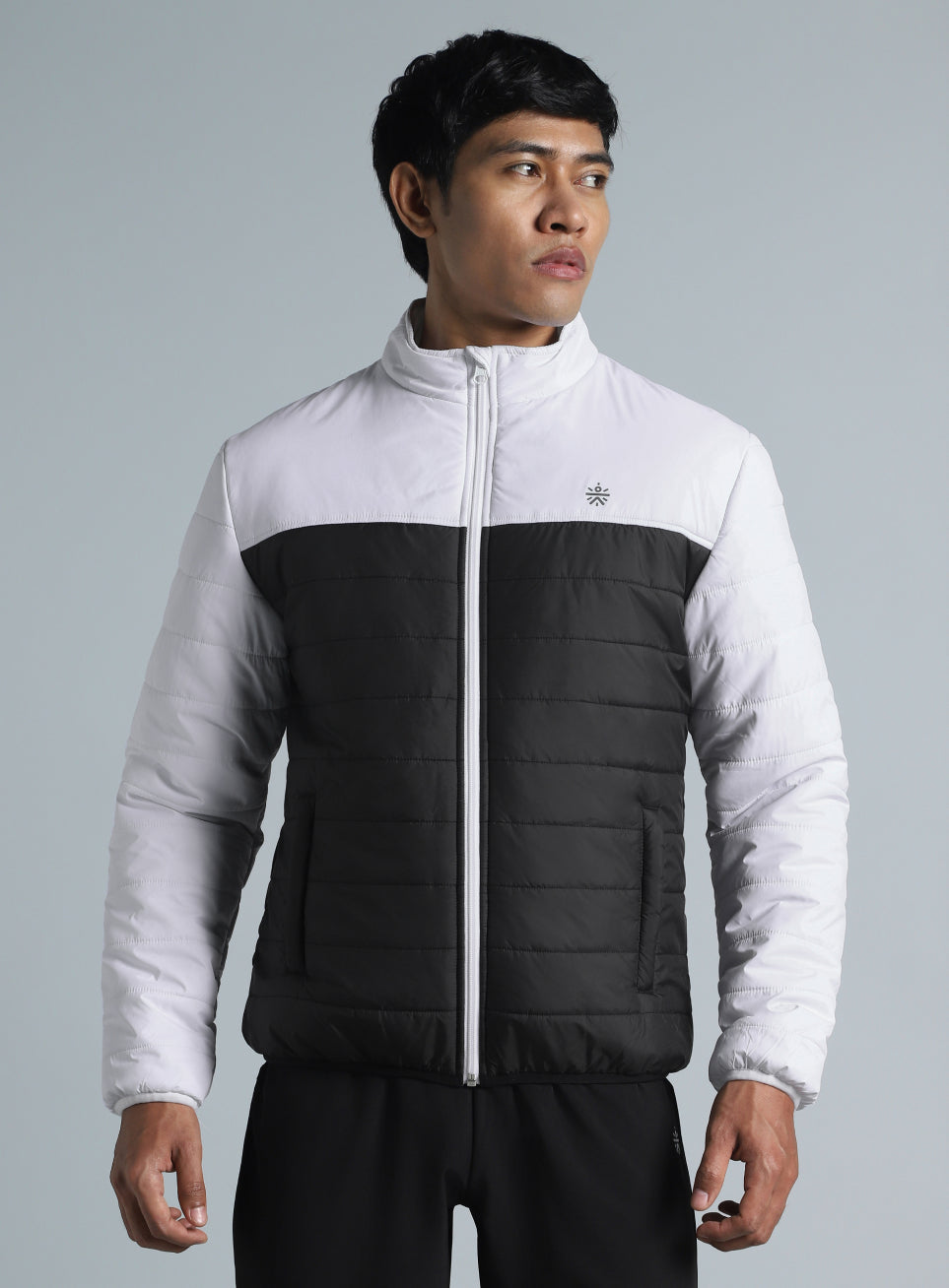 Men's Black Colorblock Puffer Jacket