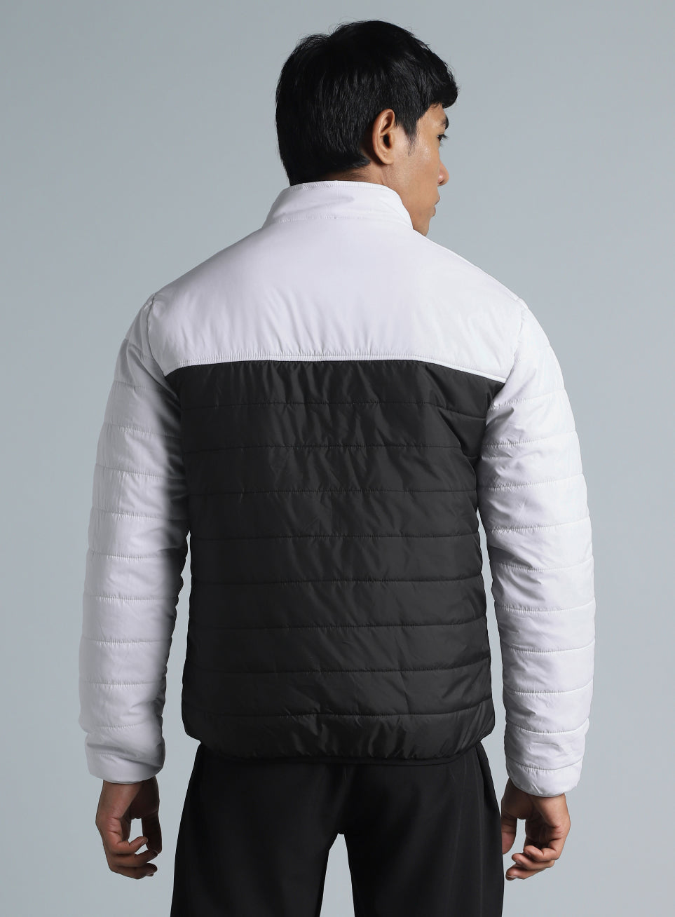 Men's Black Colorblock Puffer Jacket