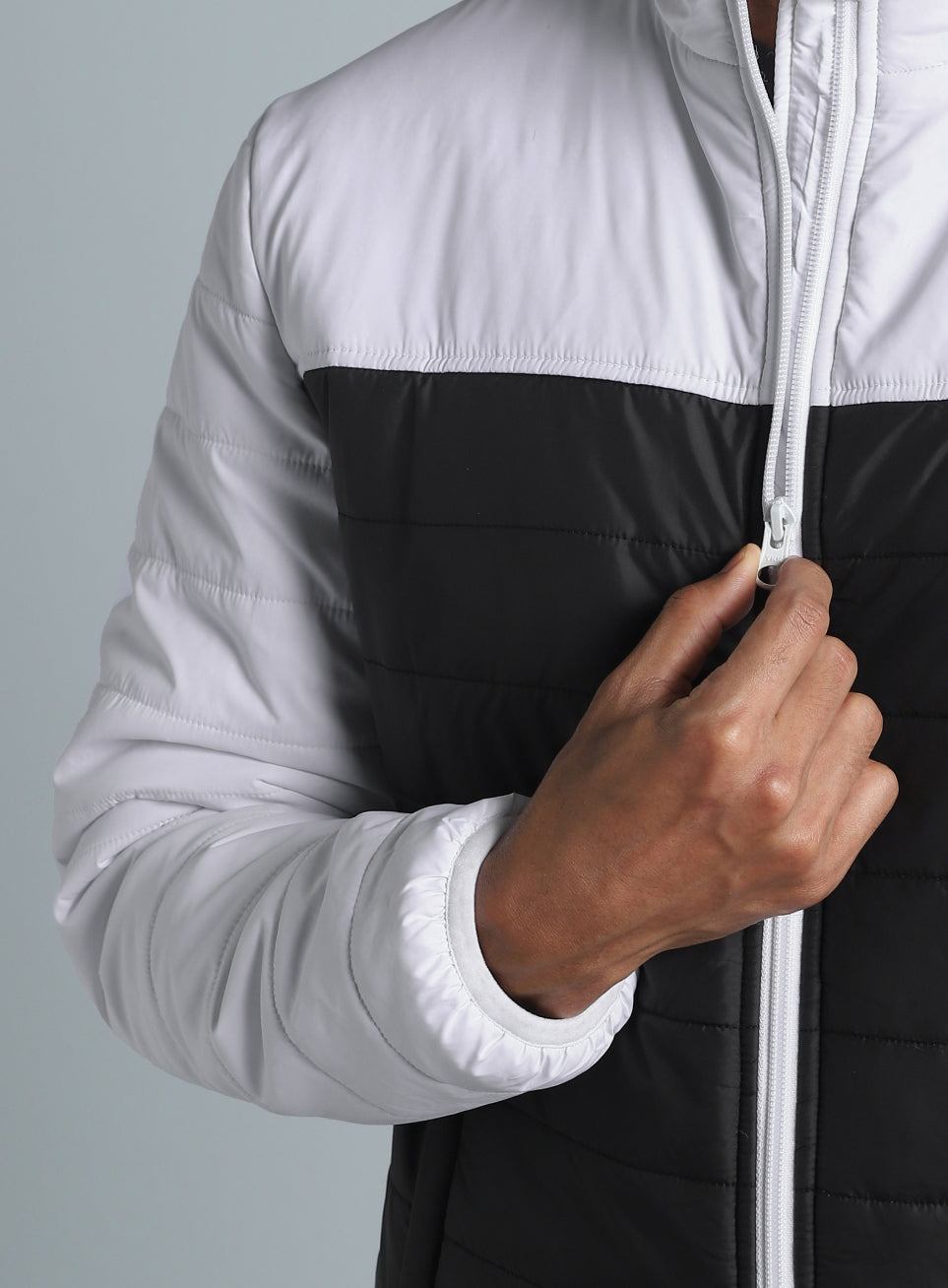 Men's Black Colorblock Puffer Jacket