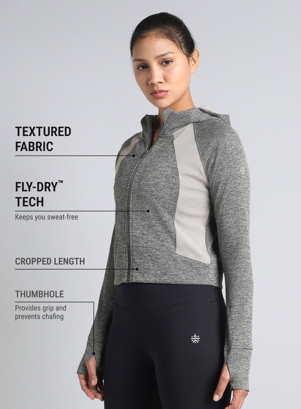 Women's Dark Grey Work It Out Training Cropped Jacket