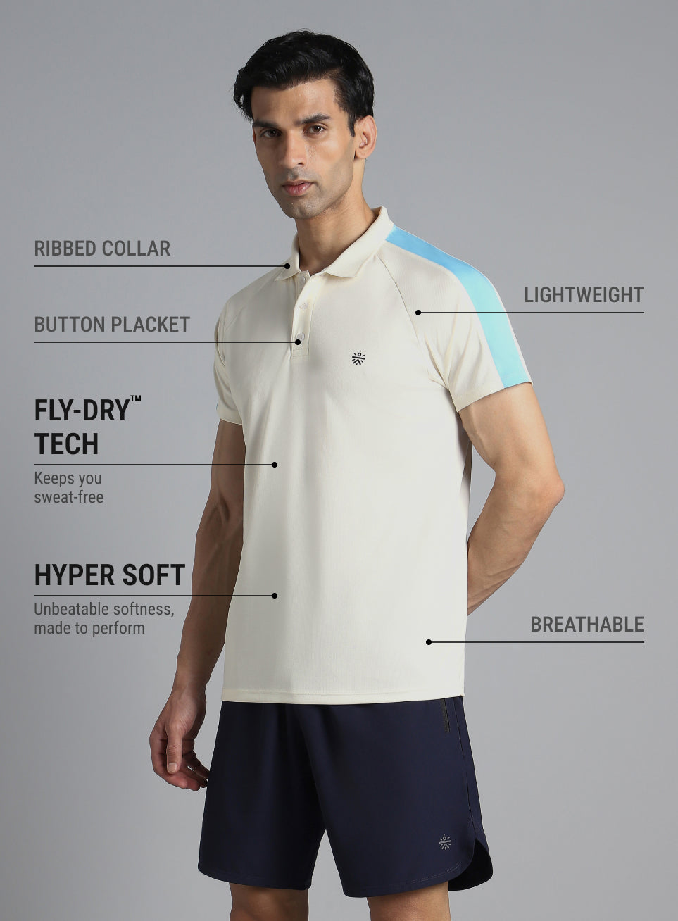 Men's Off White Performance Essential Polo T-shirt