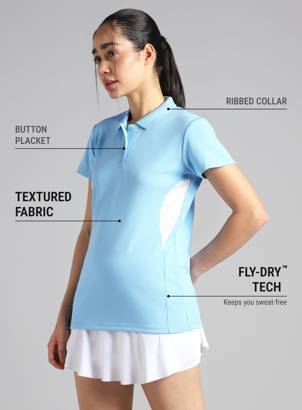 Women's Sky Blue True Performance Polo T-shirt