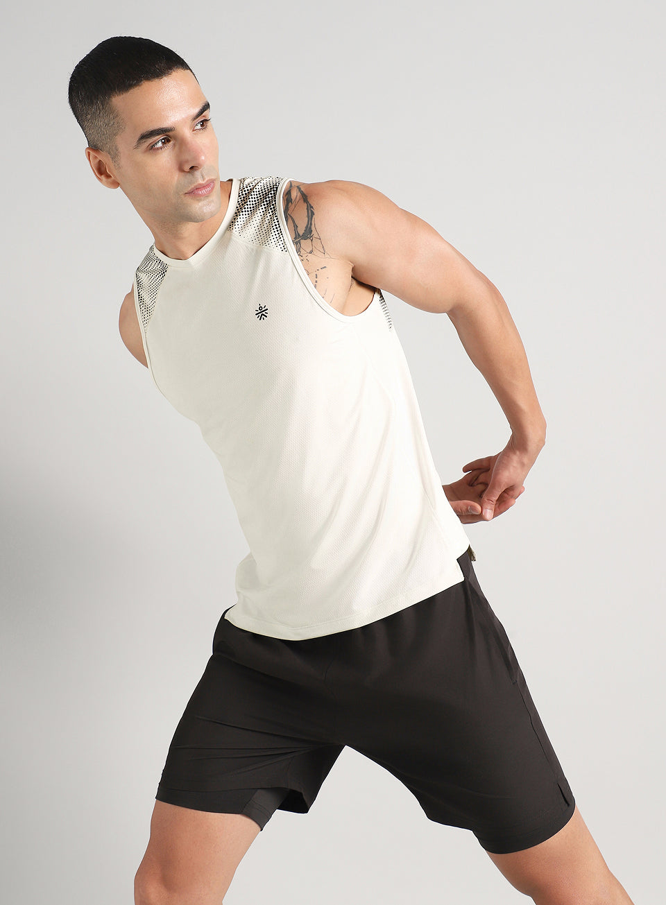 Men's Off White Training Muscle Tank