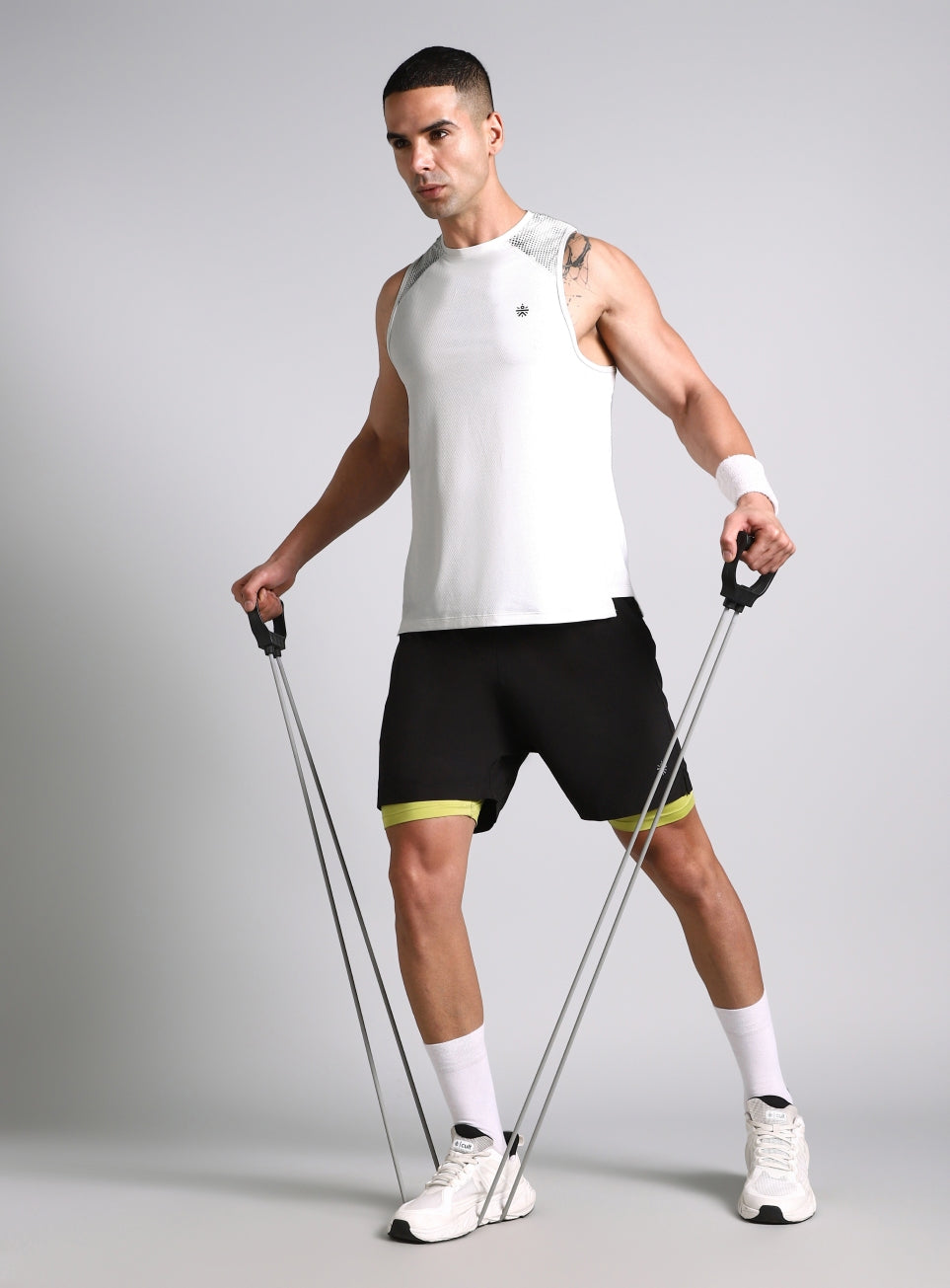 Men's Off White Training Muscle Tank