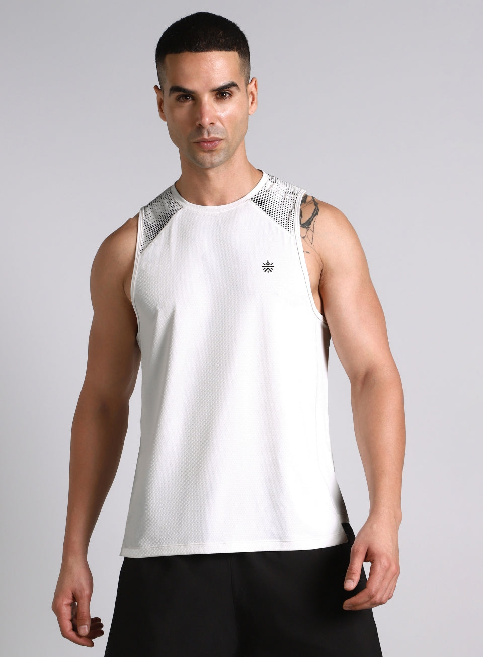 Men's Off White Training Muscle Tank