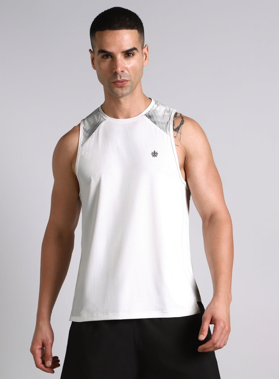 Men's Off White Training Muscle Tank
