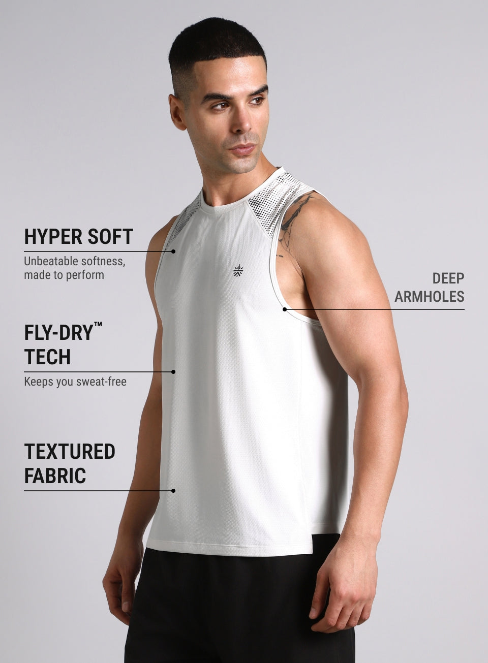 Men's Off White Training Muscle Tank