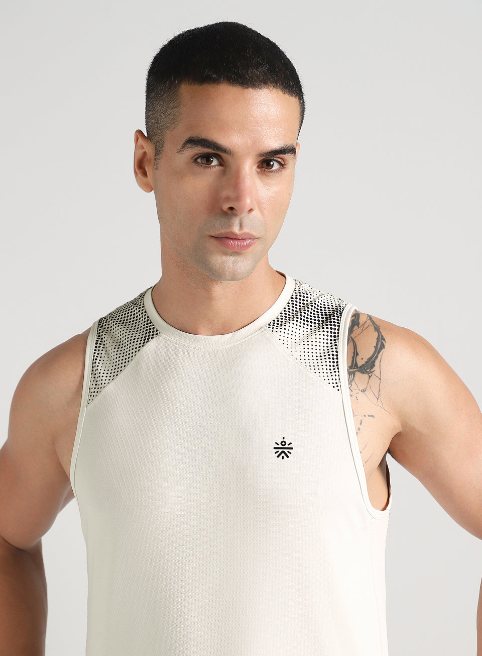 Men's Off White Training Muscle Tank