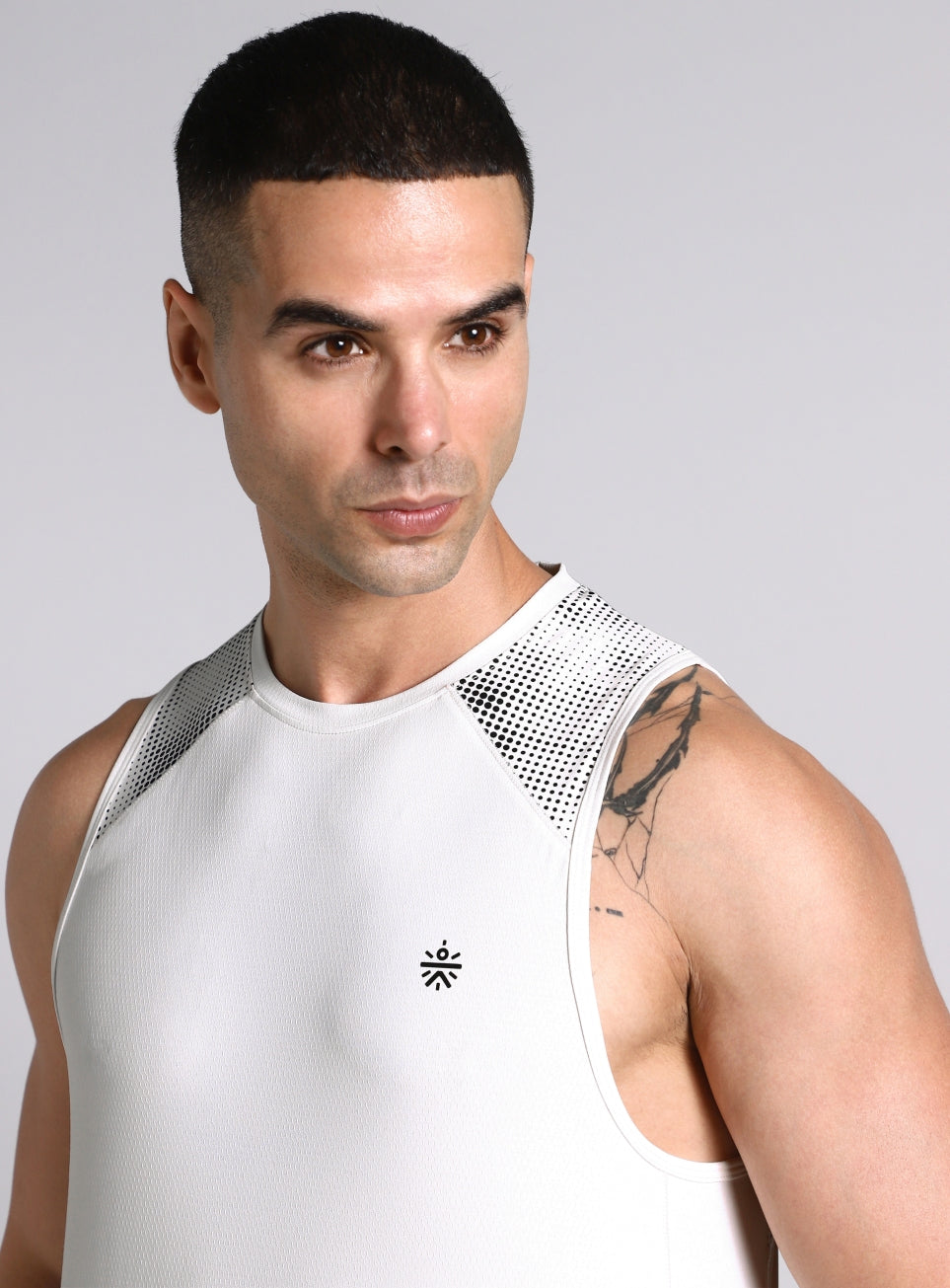 Men's Off White Training Muscle Tank