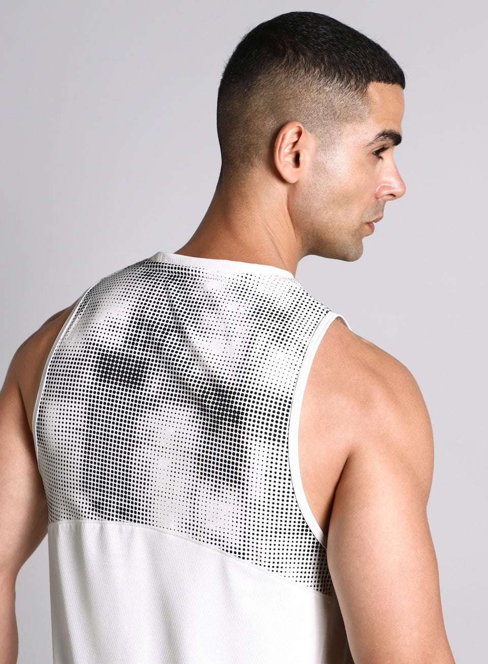 Men's Off White Training Muscle Tank