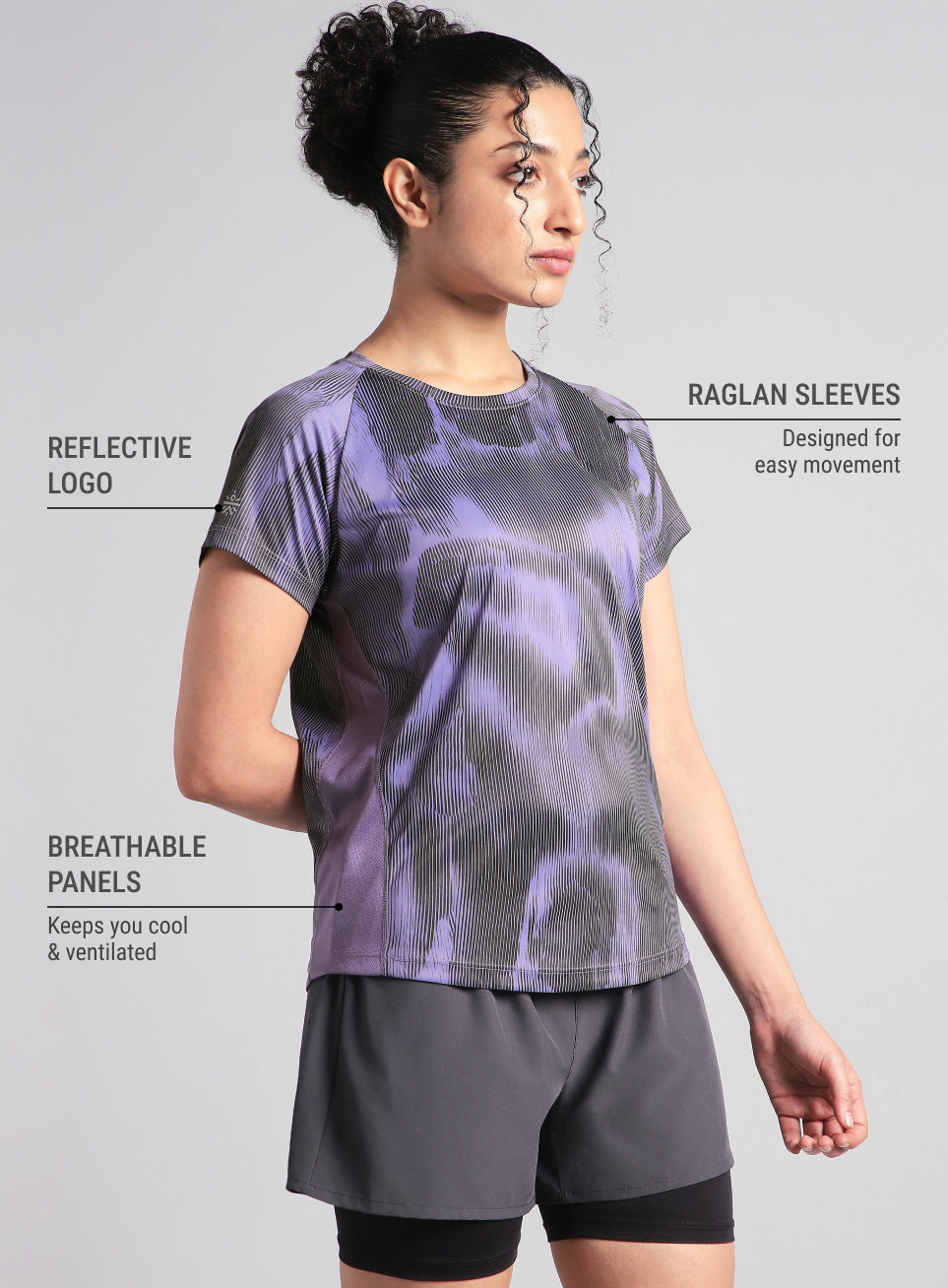 Women's Purple Urban Camo Run T-shirt