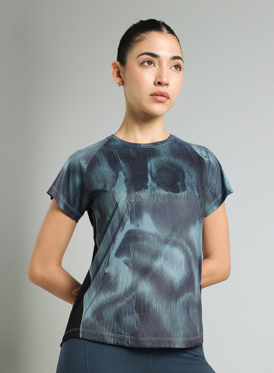 Women's Blue Urban Camo Run T-shirt