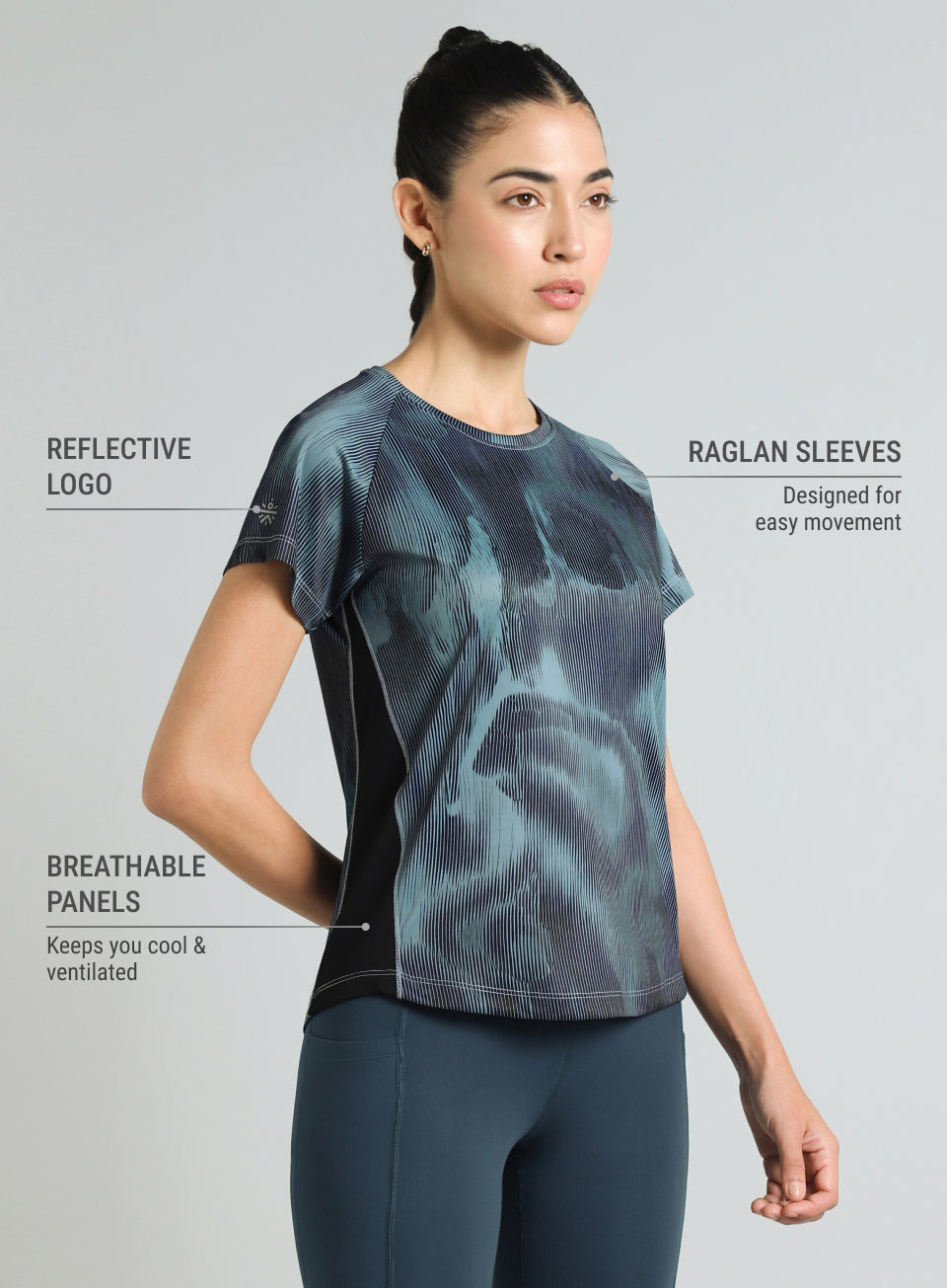 Women's Blue Urban Camo Run T-shirt