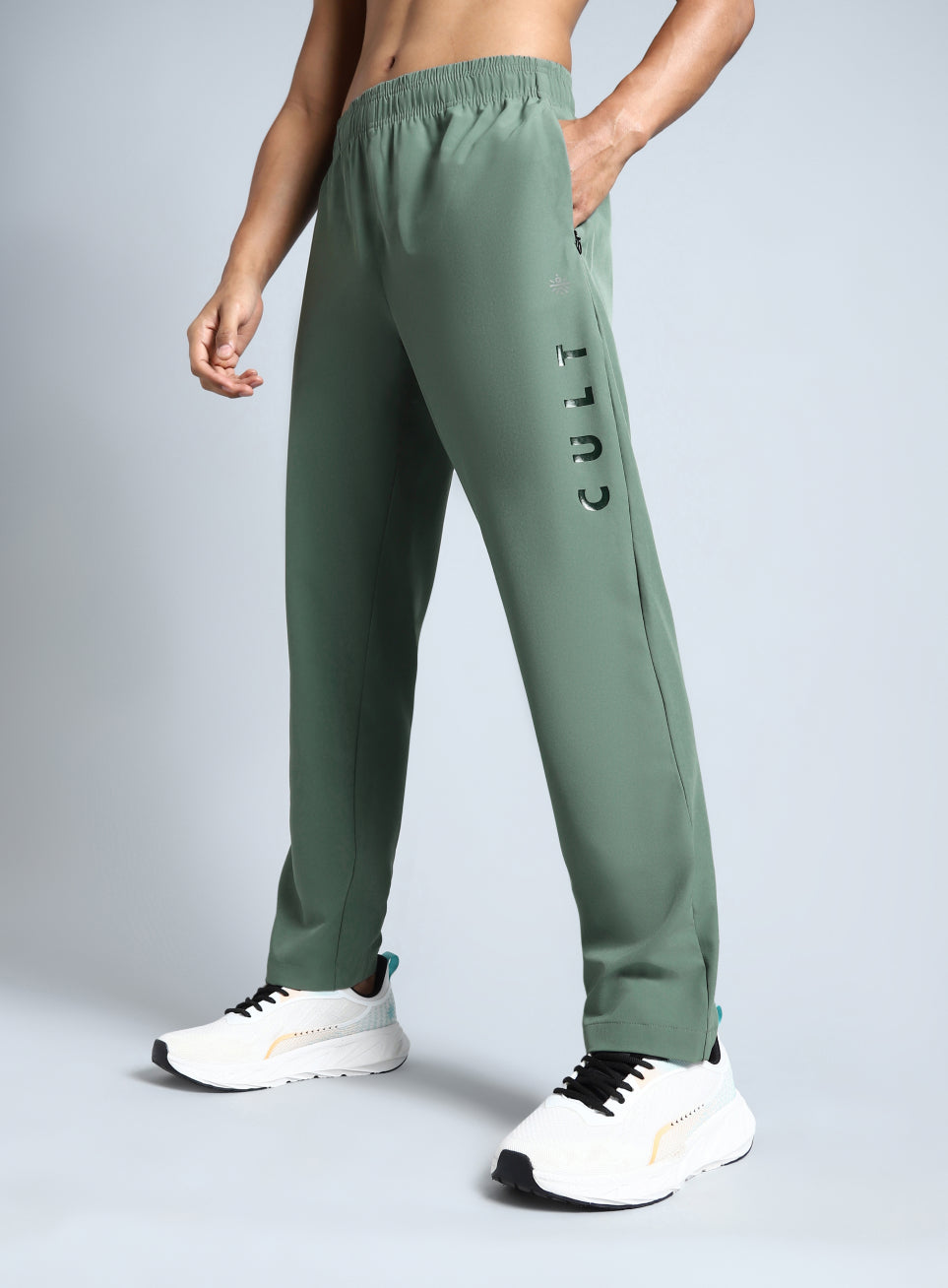Men's Olive Pace Up Running Trackpants