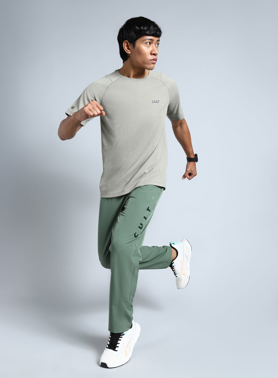 Men's Olive Pace Up Running Trackpants