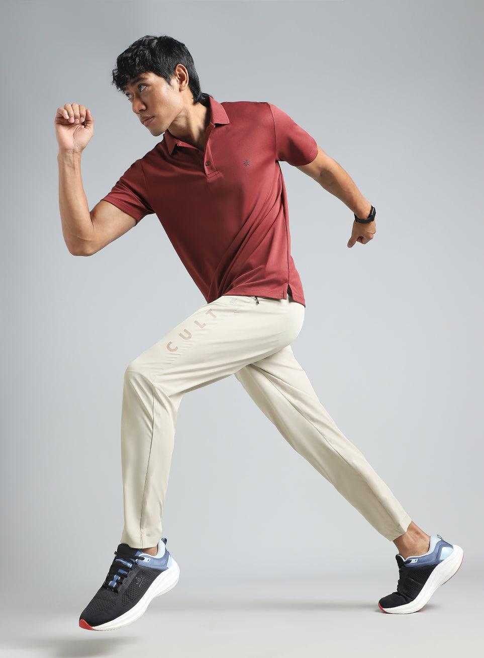 Men's Grey Pace Up Running Trackpants