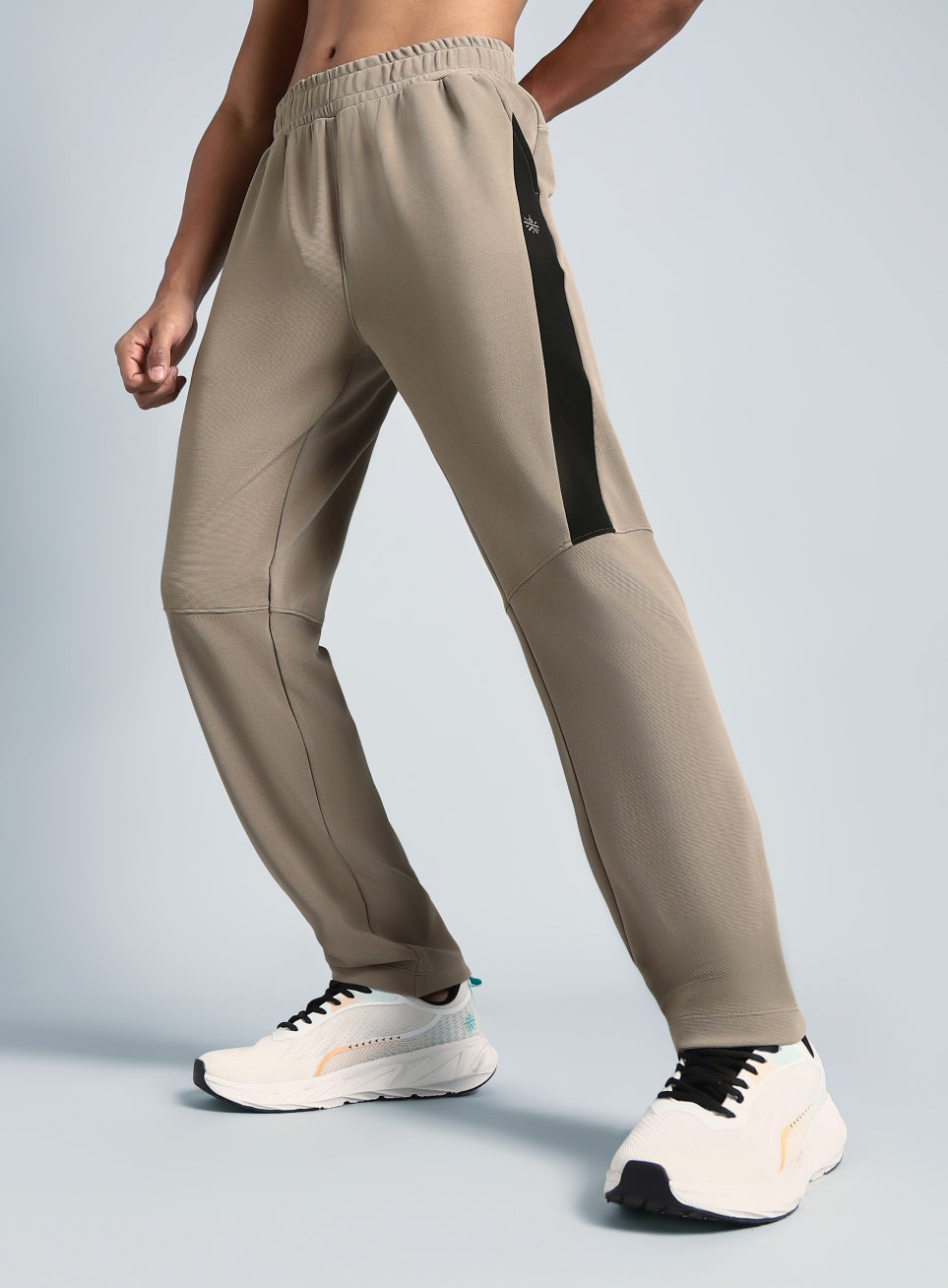 Men's Beige Pace Up Running Trackpants