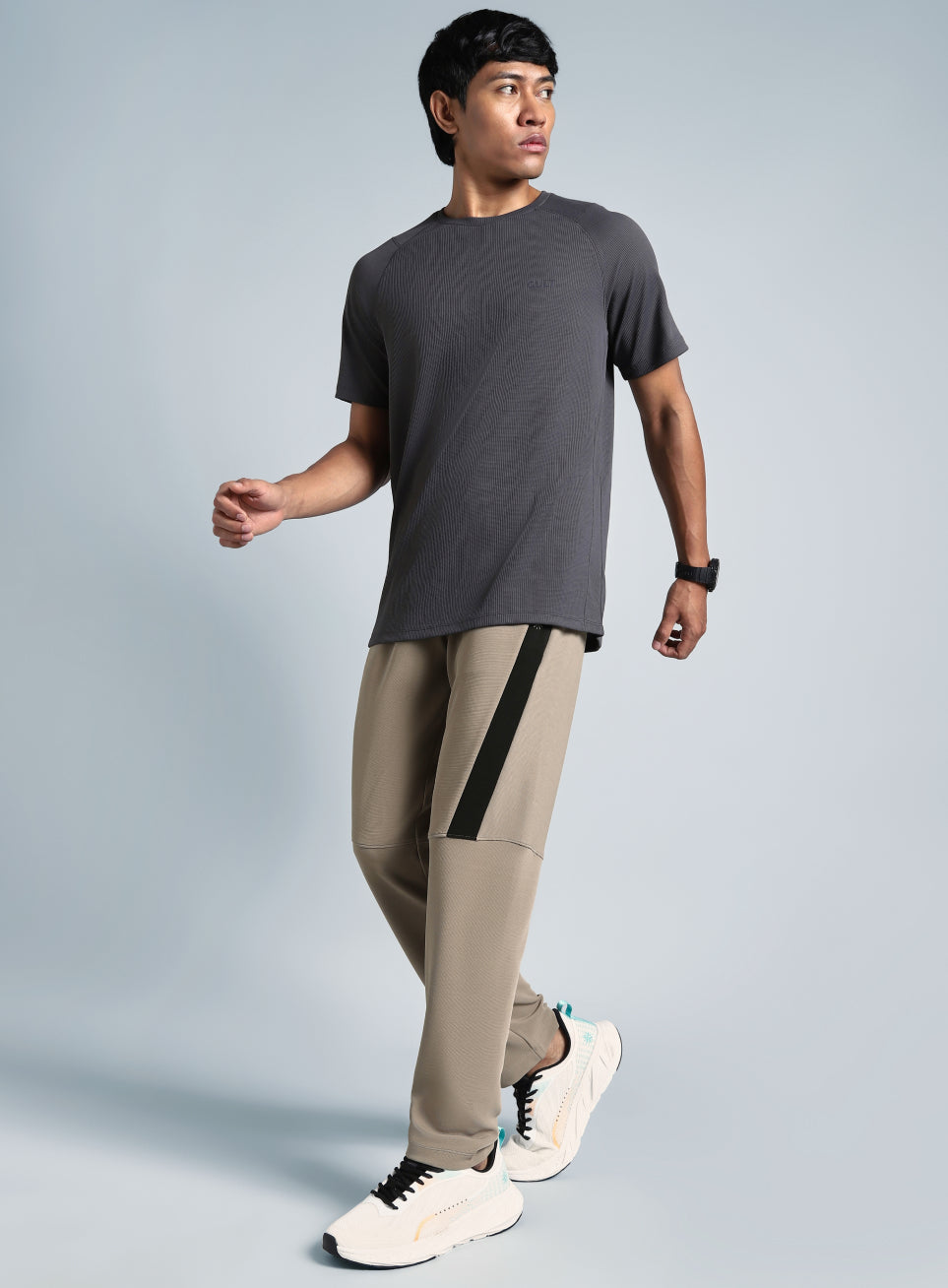 Men's Beige Pace Up Running Trackpants