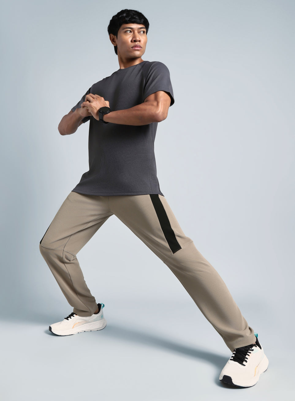 Men's Beige Pace Up Running Trackpants
