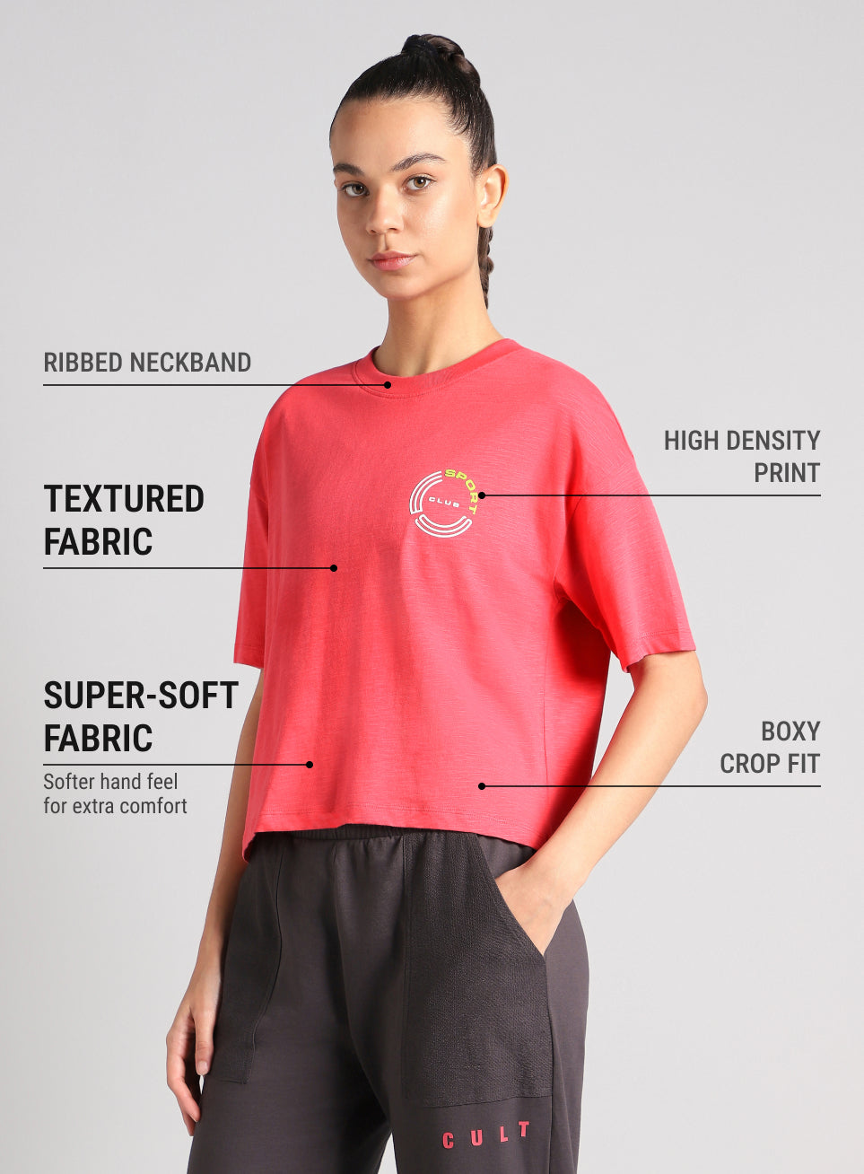 Women's Pink Sports Club T-shirt