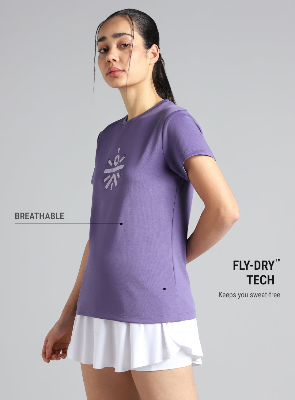 Women's Purple Graphic Play Performance T-shirt