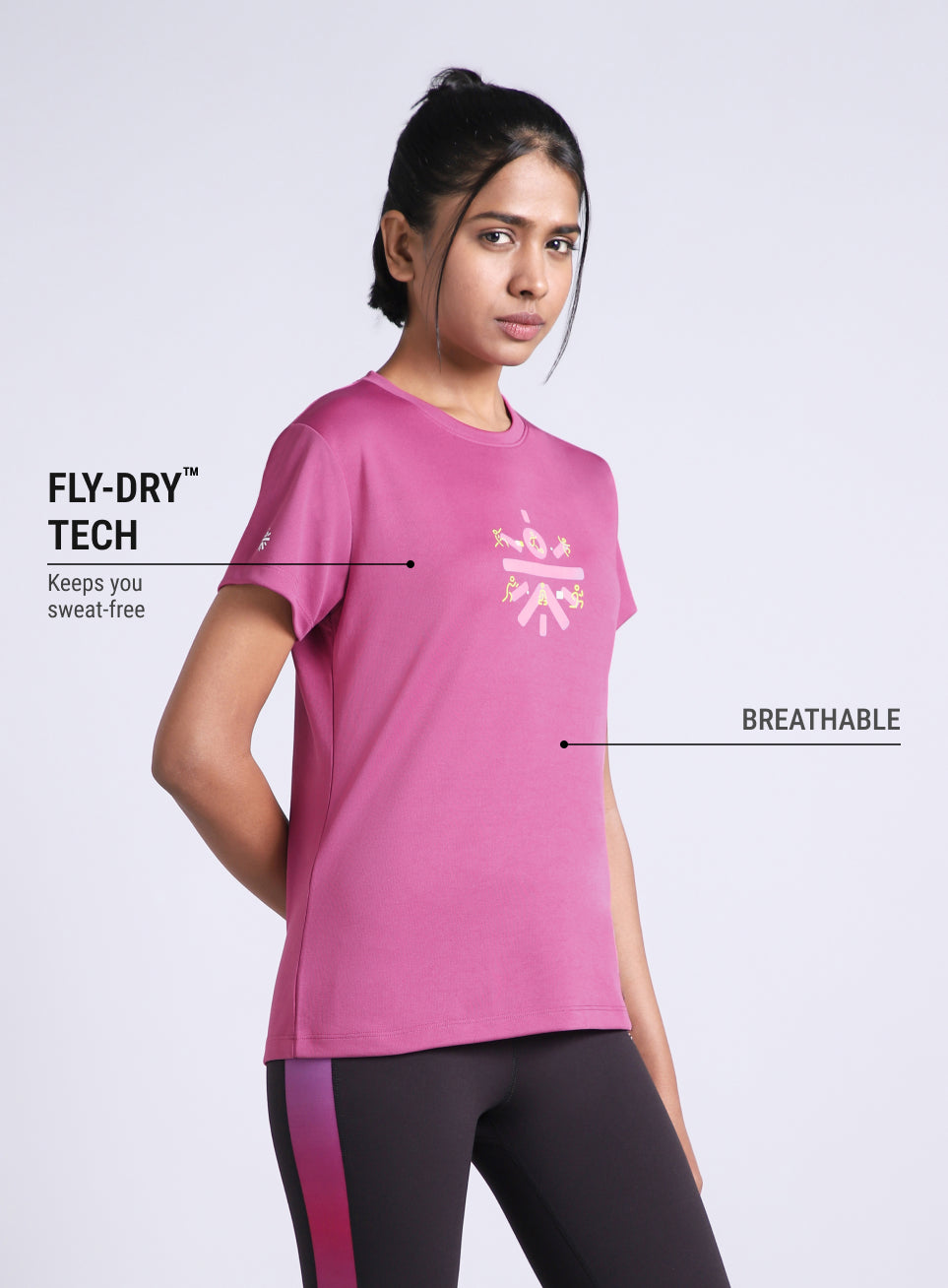 Women's Pink Graphic Play Performance T-shirt