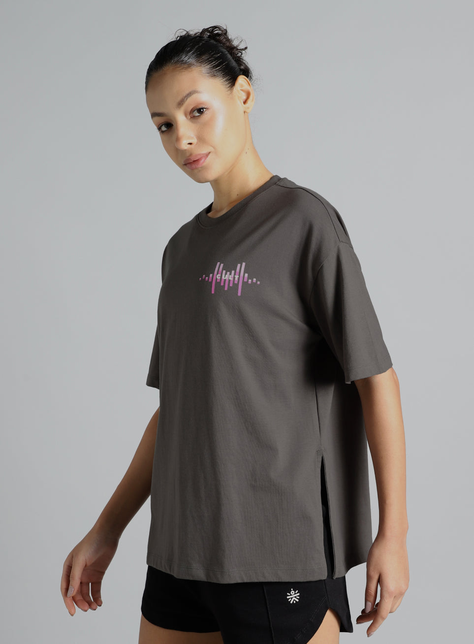 Women's Dark Grey Feel the Beat Print T-shirt