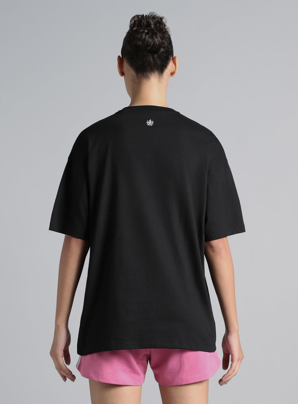 Women's Black You Got This Puff Print Peach Oversized T-shirt