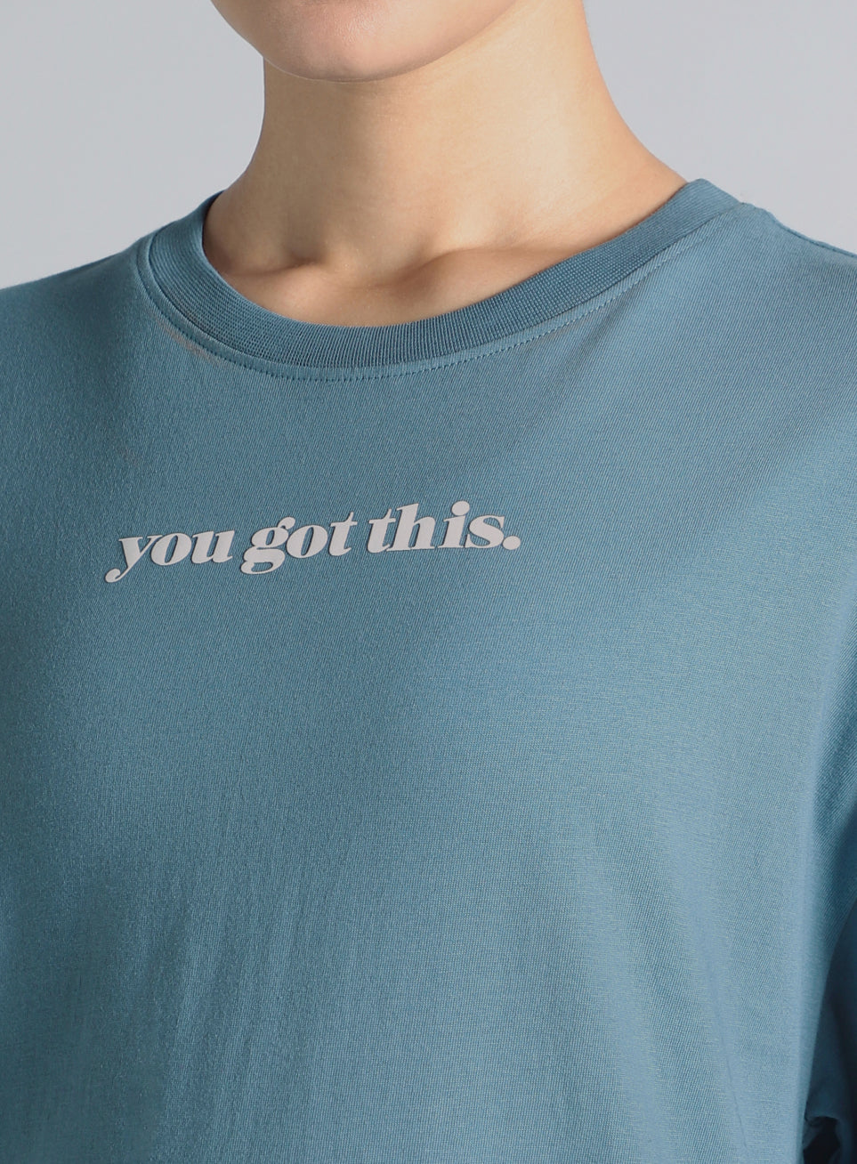 Women's Blue You Got This Puff Print Peach Oversized T-shirt