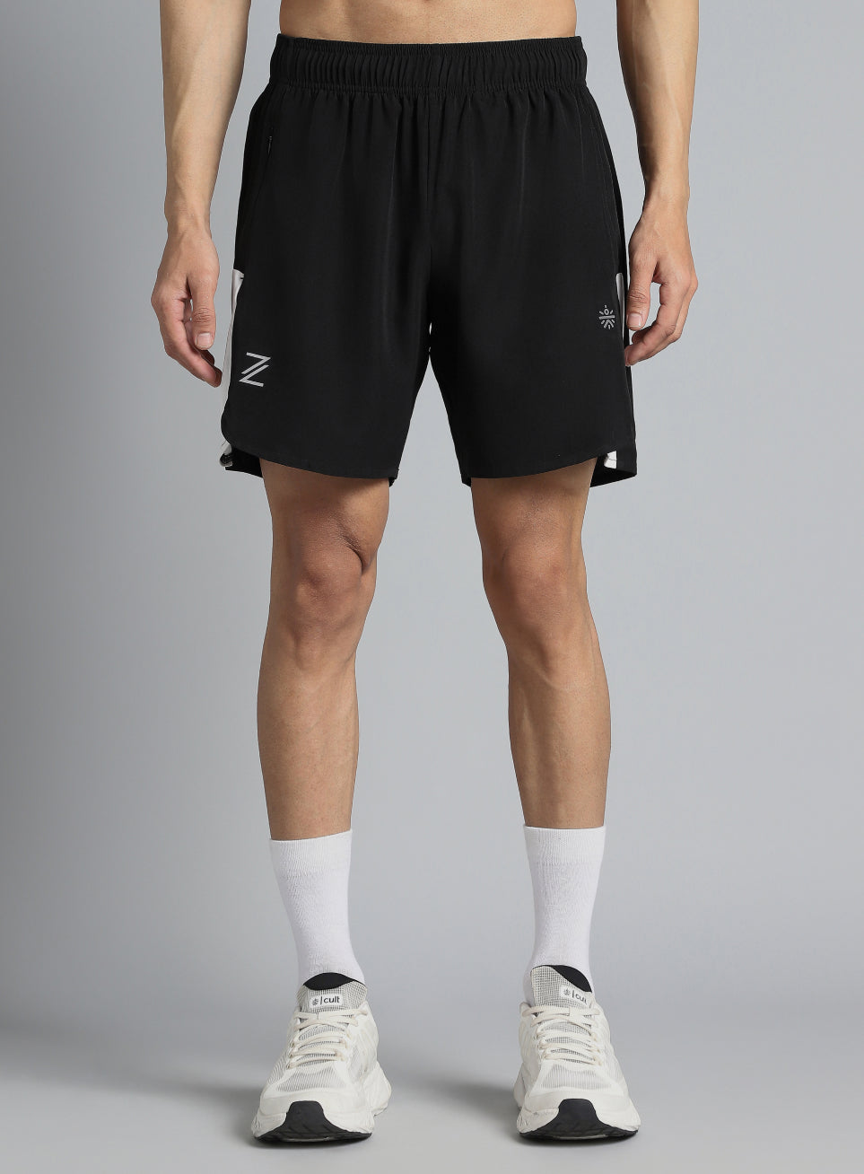Men's Black Pace Up Runner's Shorts