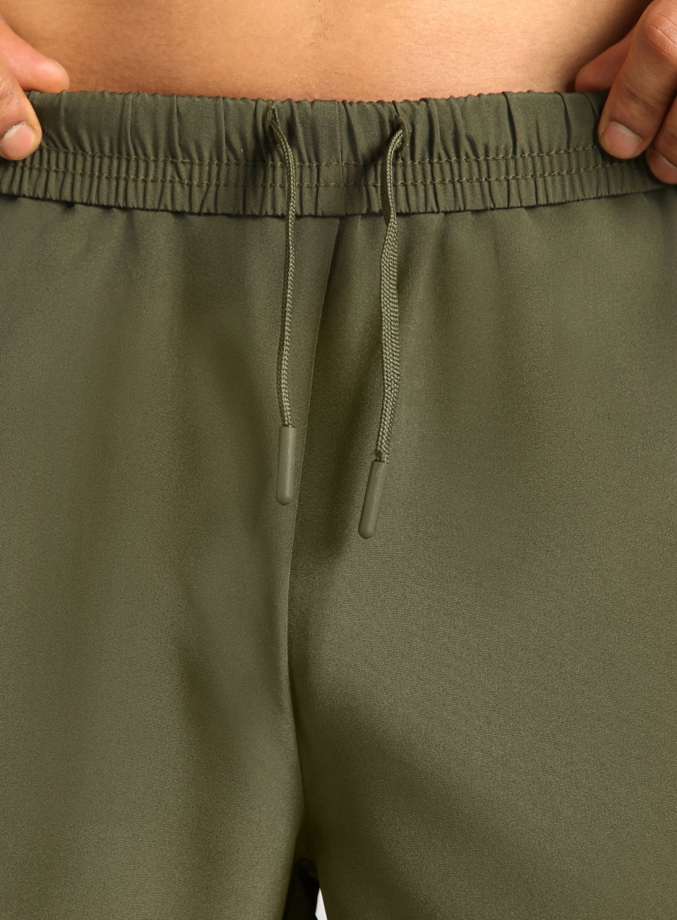 Men's Olive Pace Up Runner's Shorts