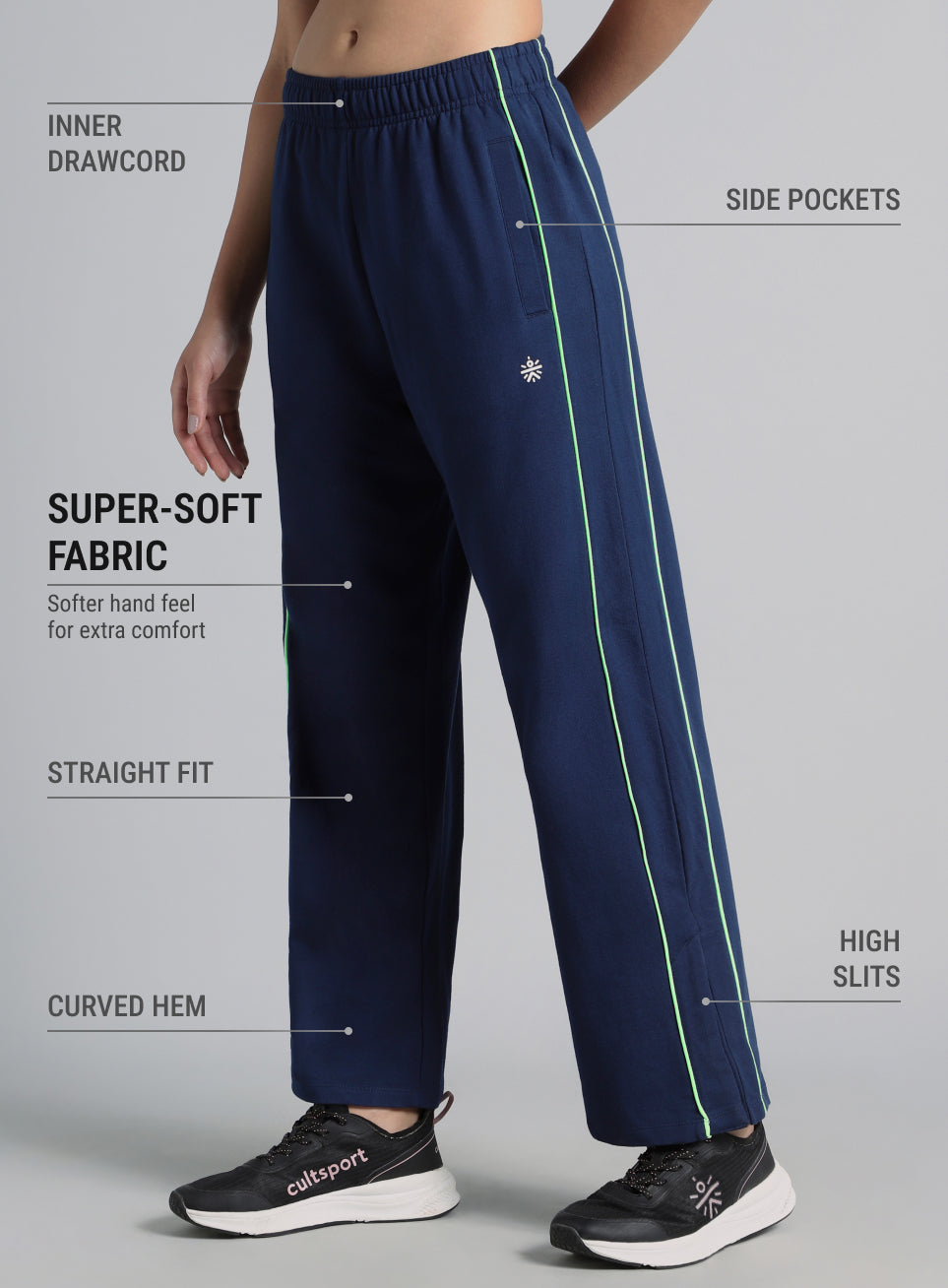 Women's Blue Community Straight Trackpants