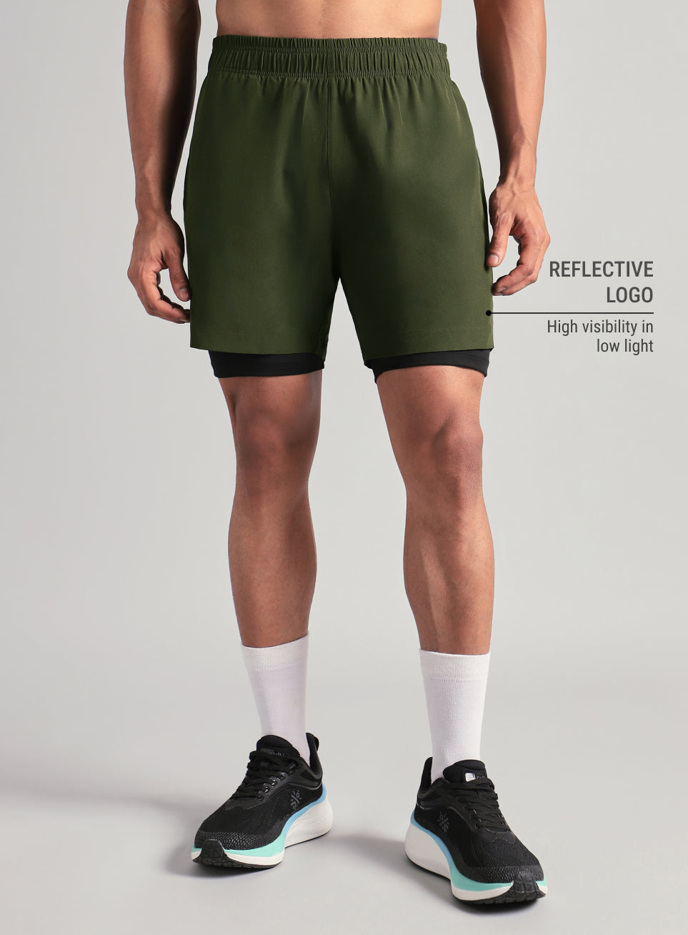 Men's Run Elevate Olive Integrated Shorts