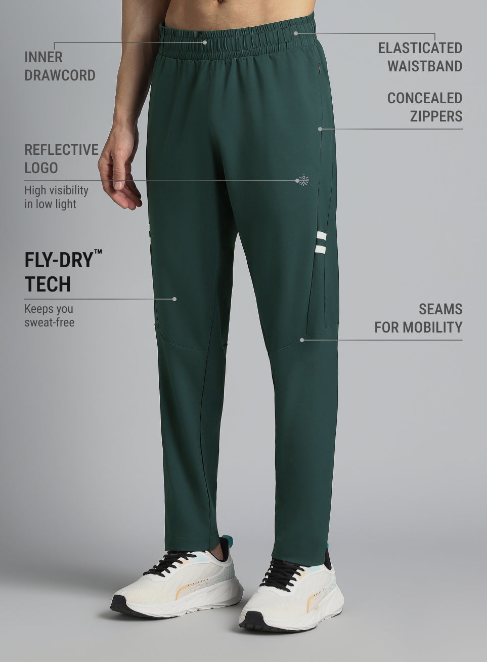 Men's Turquoise Pacer Running Trackpants