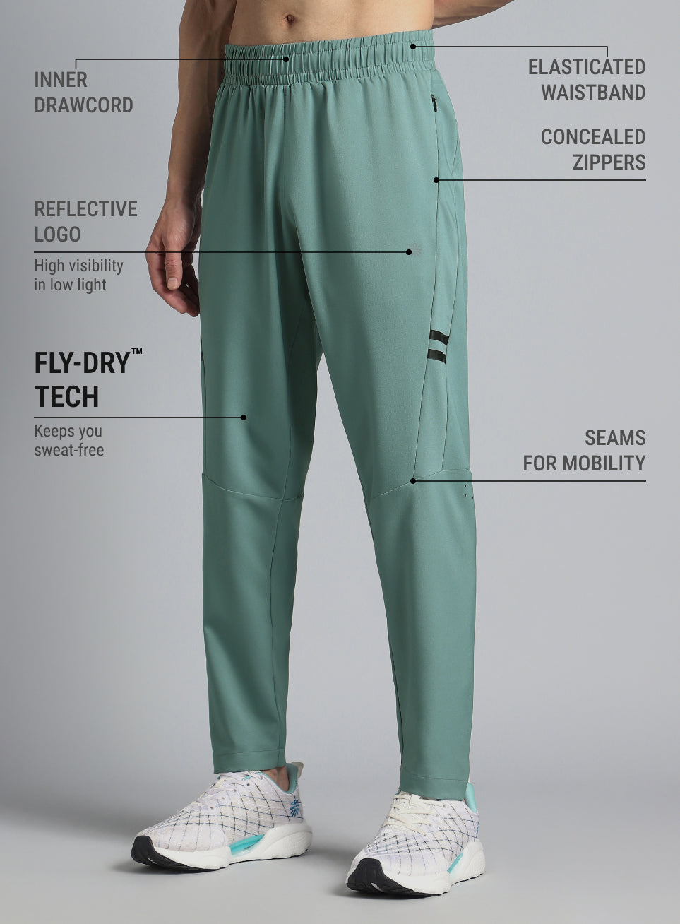 Men's Green Pacer Running Trackpants