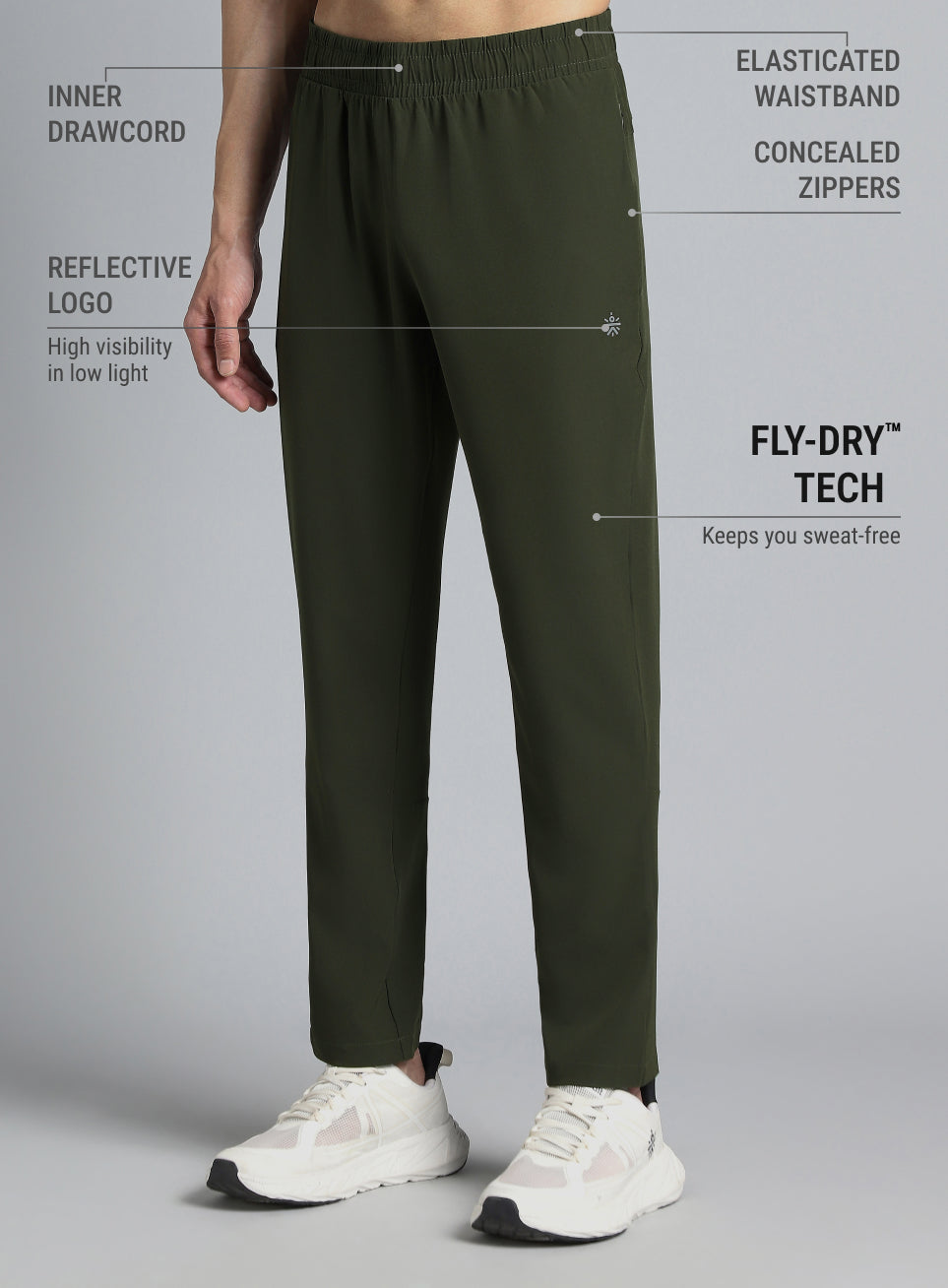 Men's Olive Running Essential Trackpants