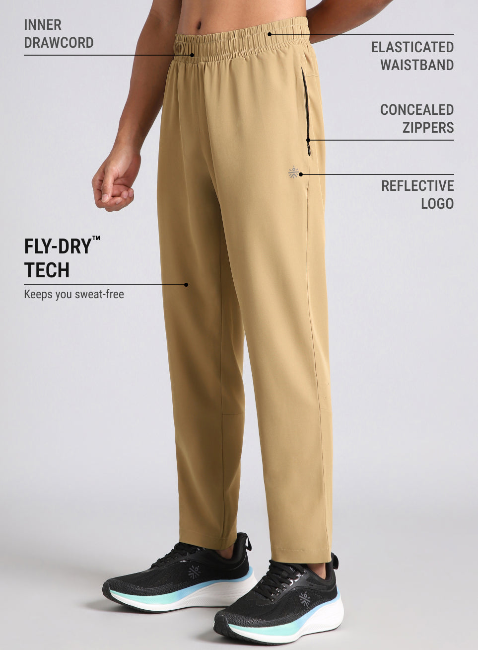 Men's Beige Running Essential Trackpants