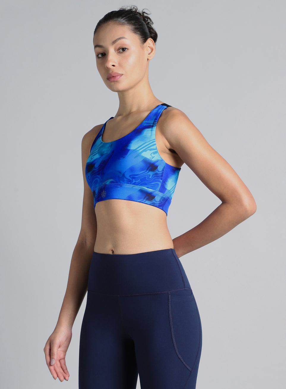 Women's Blue Printed High Impact Training Bra