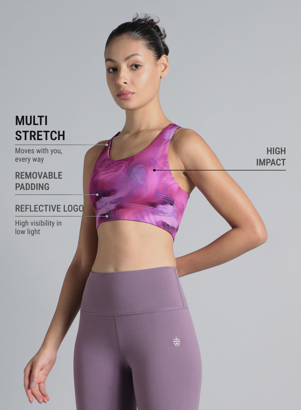 Women's Purple Printed High Impact Training Bra