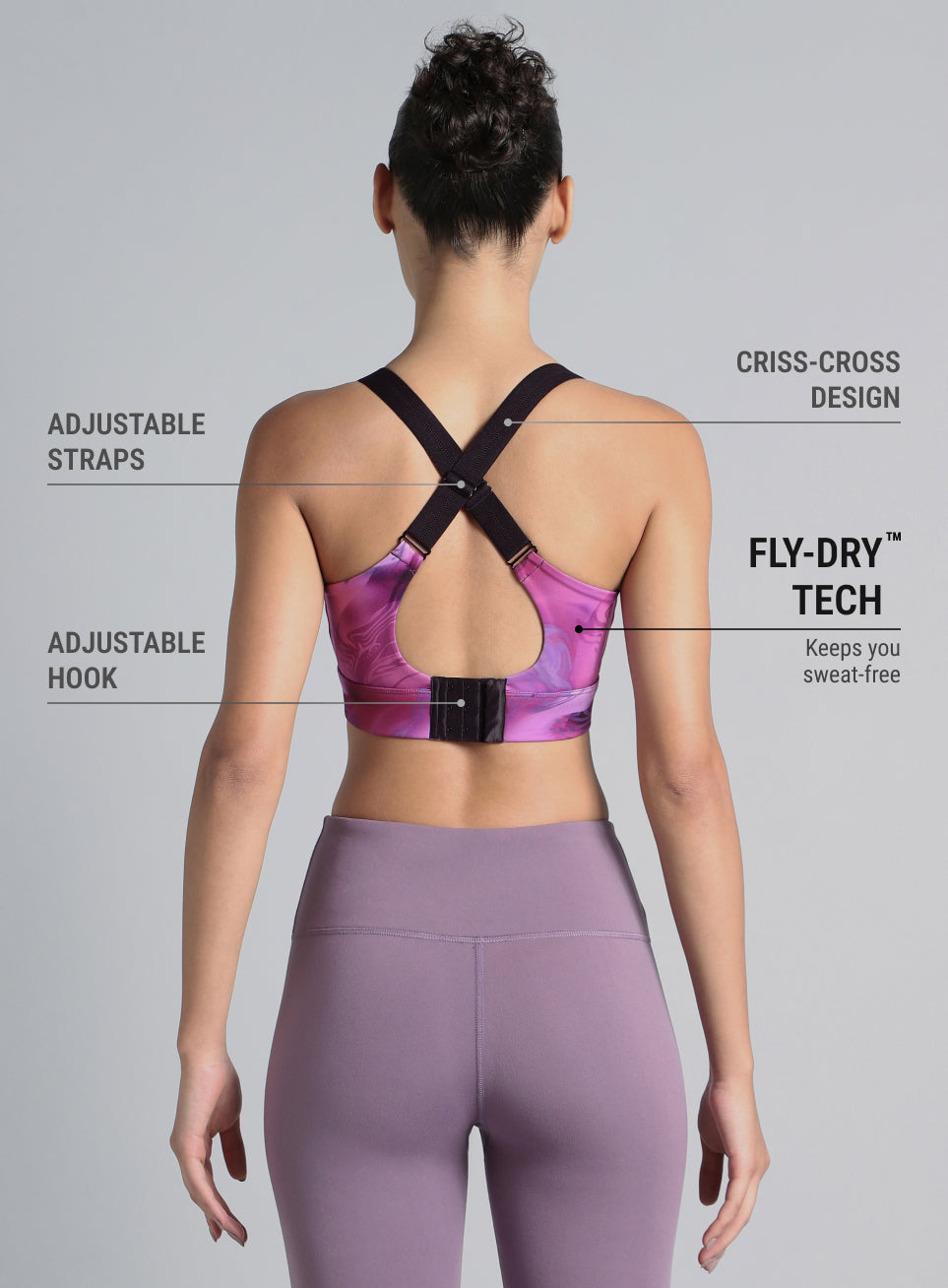 Women's Purple Printed High Impact Training Bra