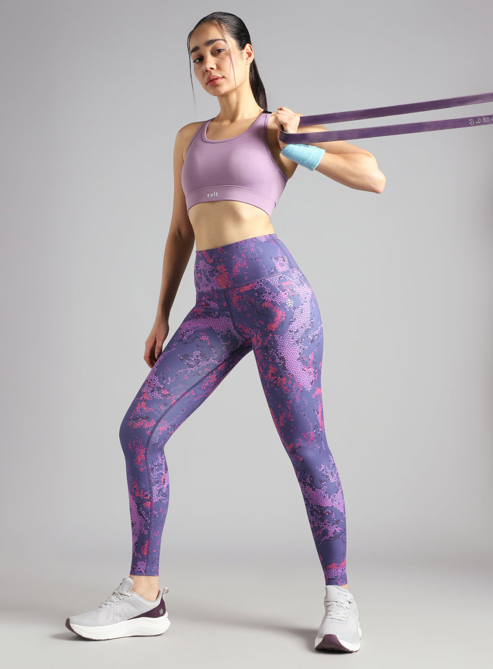 Women's Blue Printed Train All Day COMFlex Tights