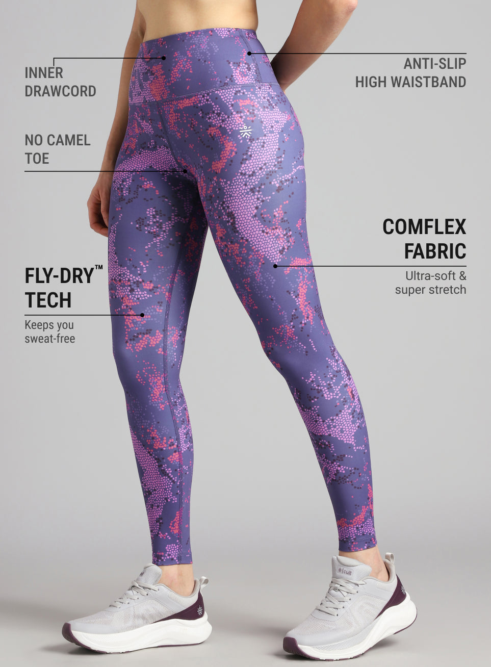 Women's Blue Printed Train All Day COMFlex Tights