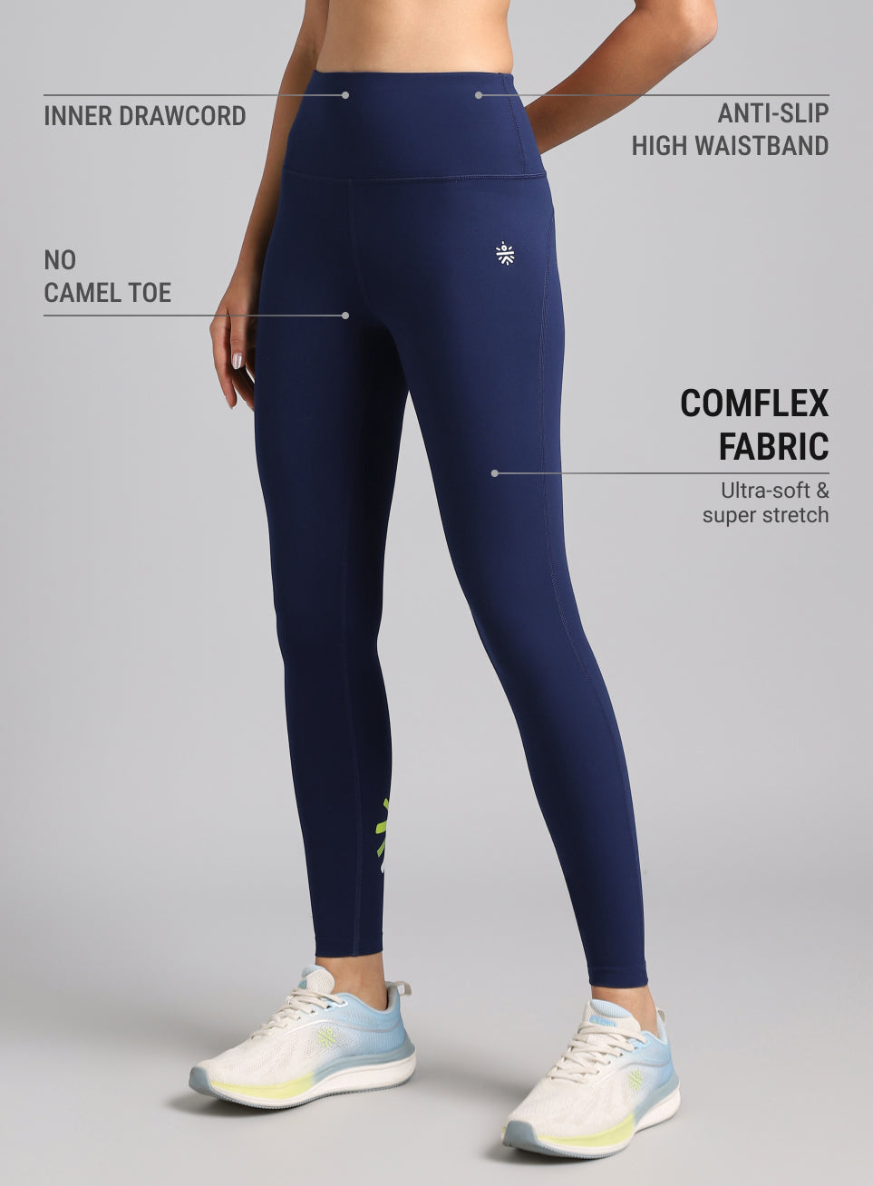 Women's Blue Graphic Print Active Tights