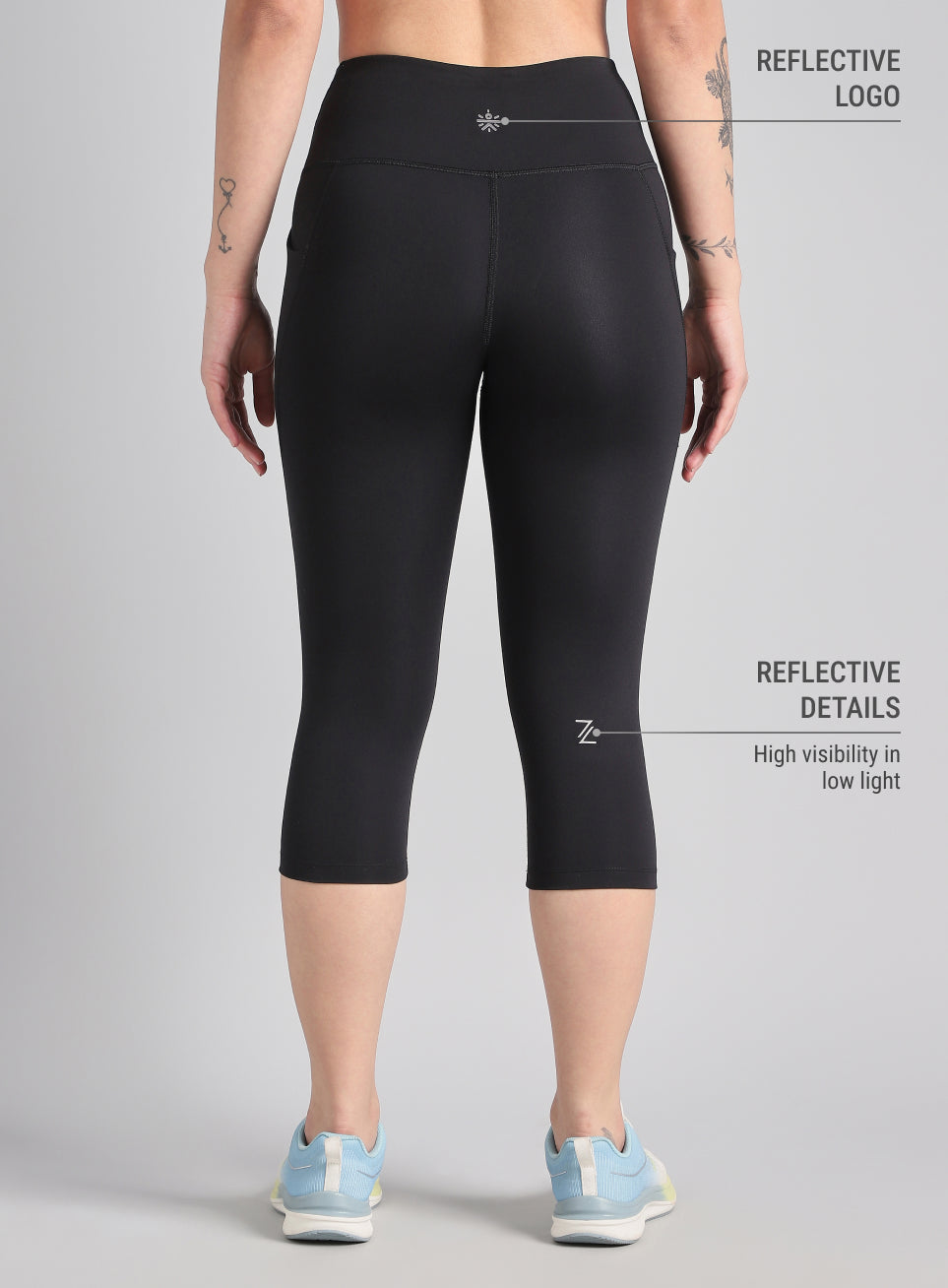 Women's Black Everyday Run Cropped Length COMFlex Tights