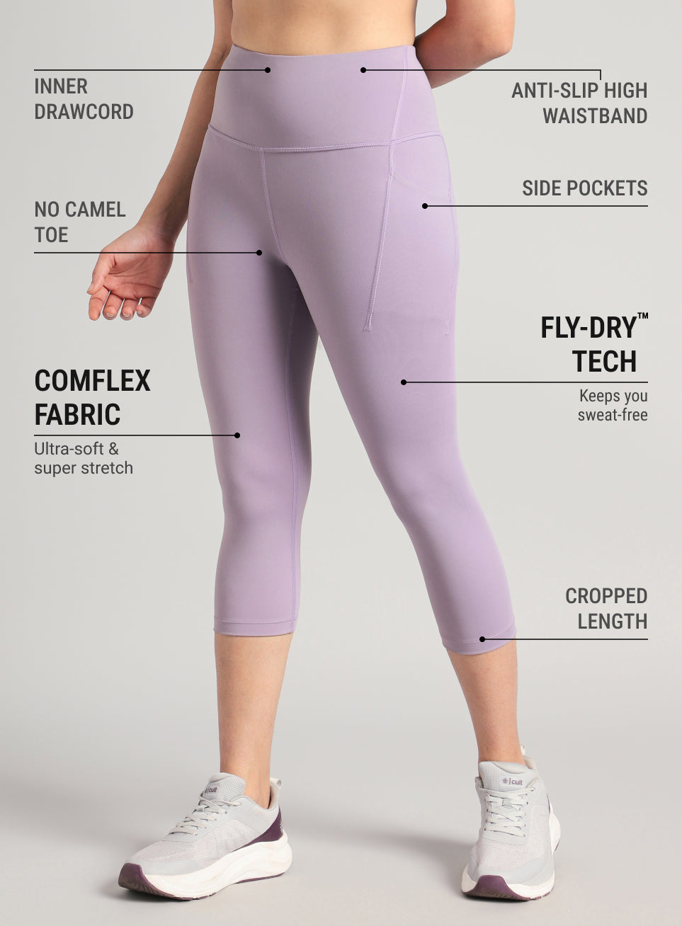 Women's Purple Everyday Run Cropped Length COMFlex Tights