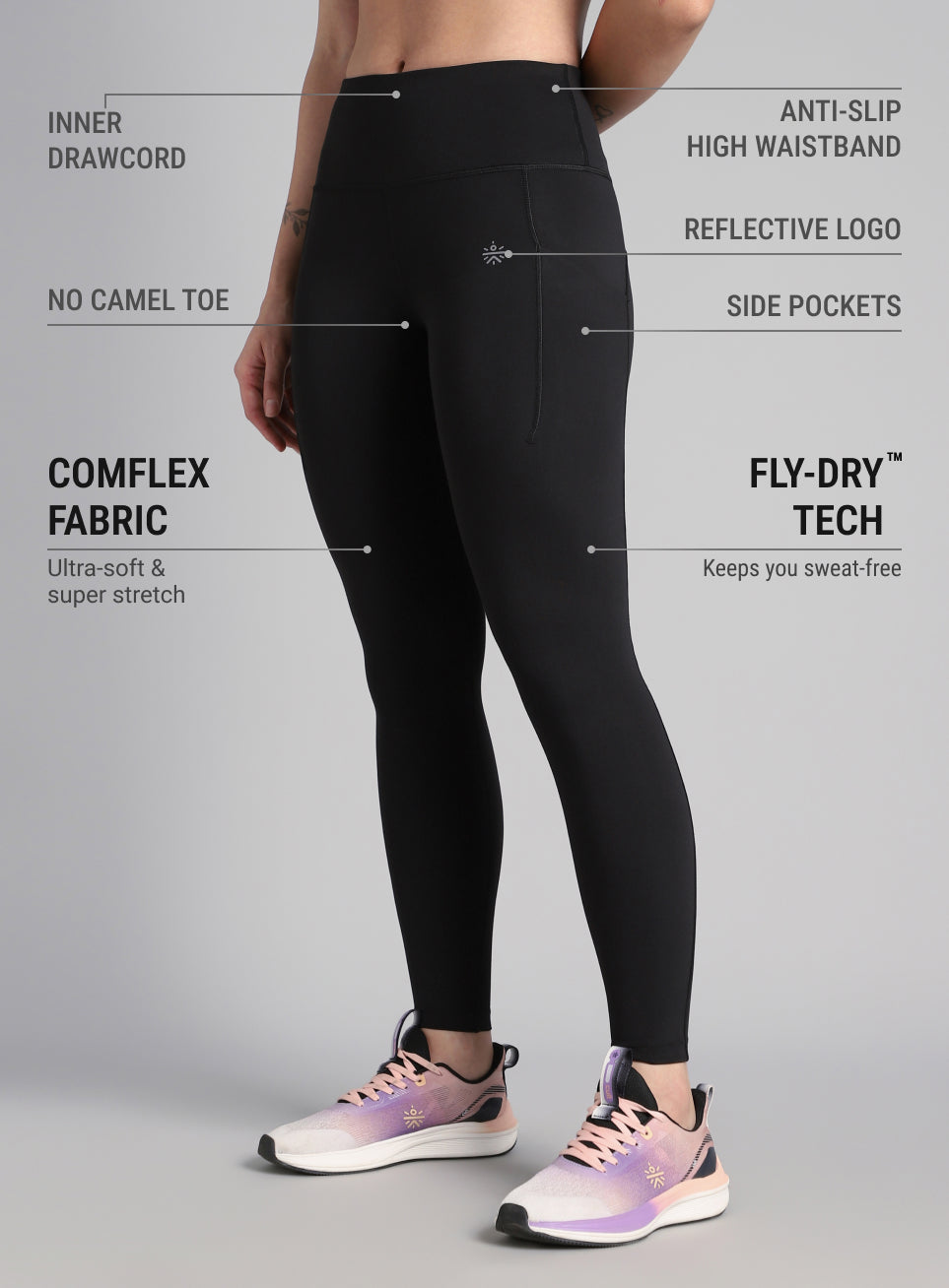 Women's Black The Run Project Comflex Tights