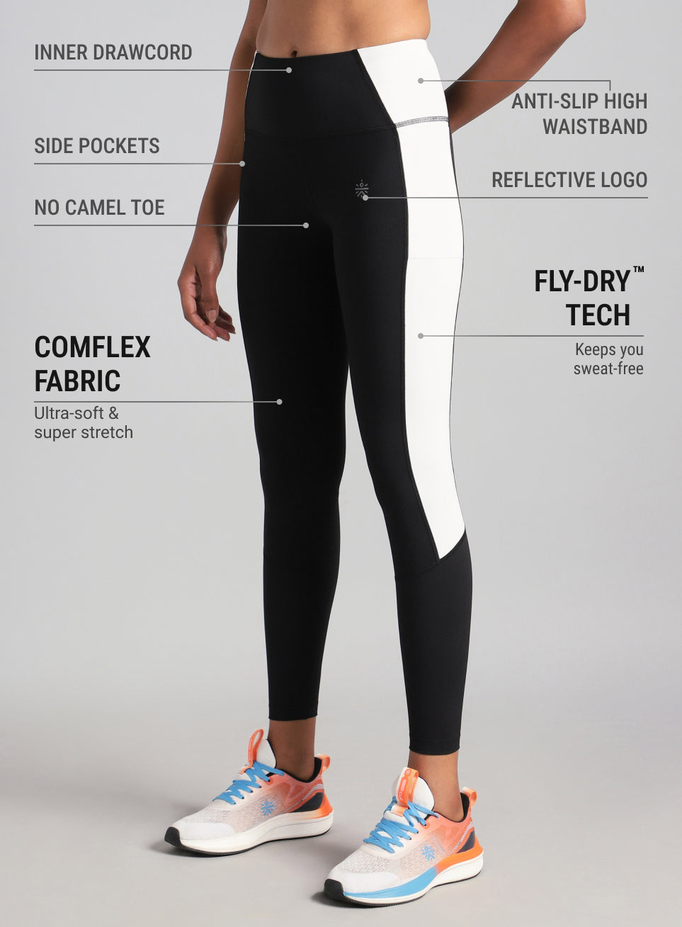 Women's Black Colourblock Runner's Pro Comflex Tights