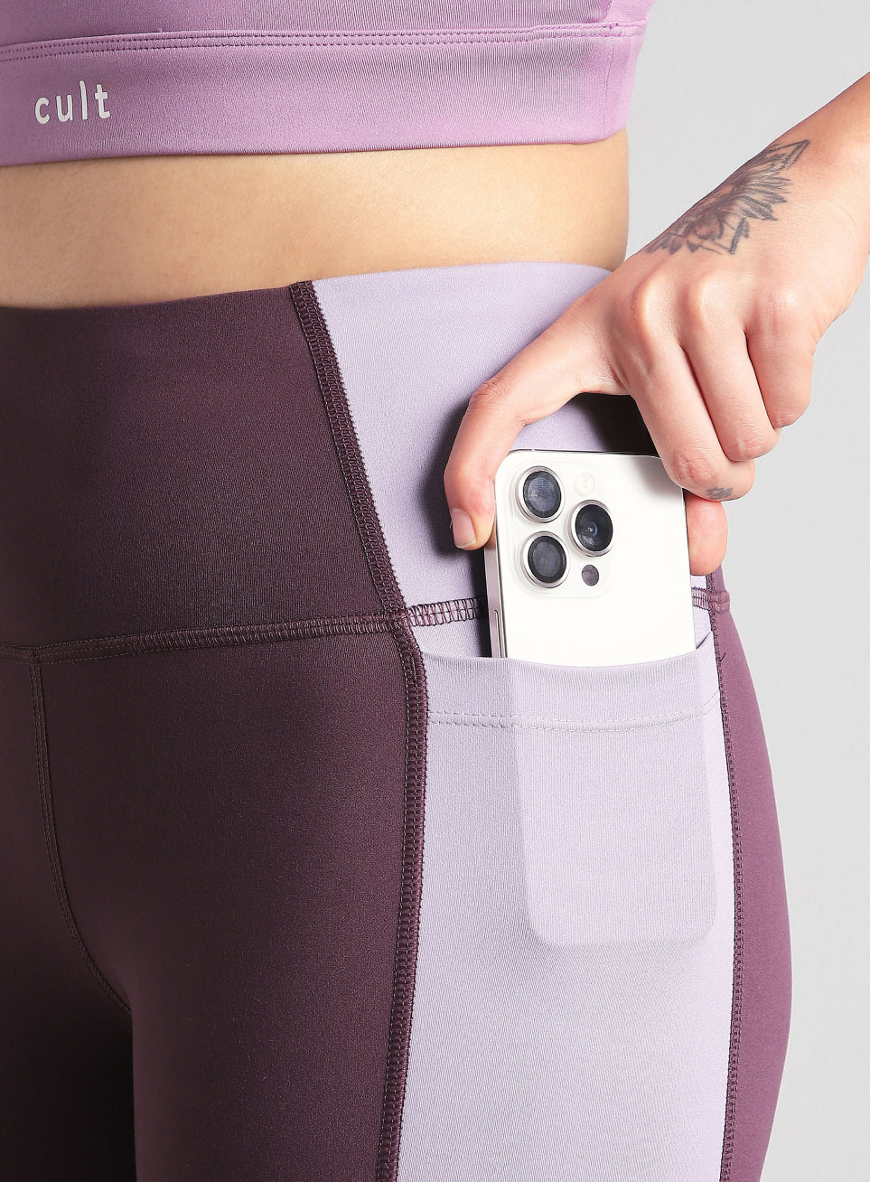 Women's Wine Colourblock Runner's Pro COMFlex Tights